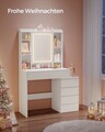 Masa de toaleta cu  oglinda cu LED-uri / masuta dressing, Vasagle, 97.5x40x145  cm, PAL, alb