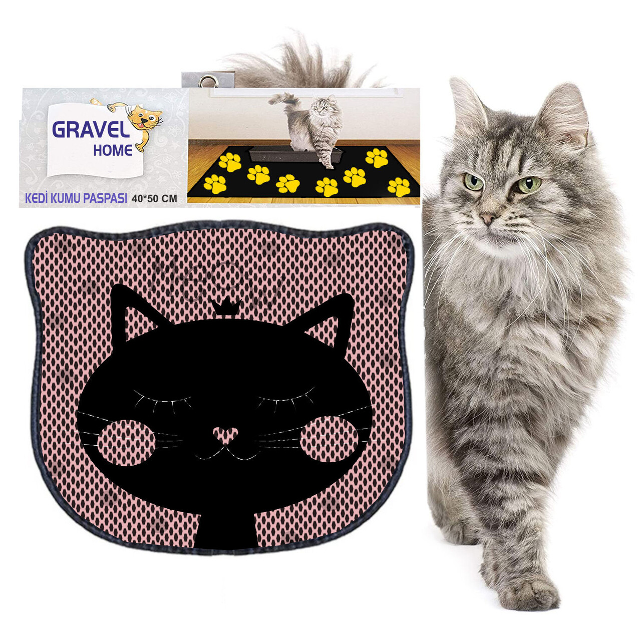 Covoras litiera pentru colectarea granulelor de nisip, Paws &amp; Whiskers, Kdkafa0228, 50% PVC/50% poliester, Multicolor - view 2