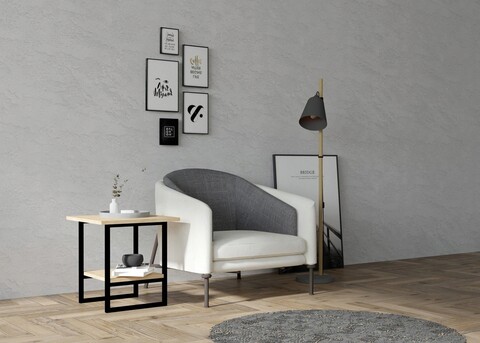 Masuta, Asse Home, Limit, 45x47x45 cm, Stejar / Negru Asse Home imagine noua 2022