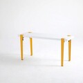 Banca, Logg, Khalkeus , 90x45x30 cm, Alb / Galben