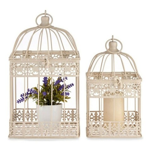 Set 2 colivii decorative Cage Squared, Gift Decor, 18 x 18 x 35.5 cm, metal, crem