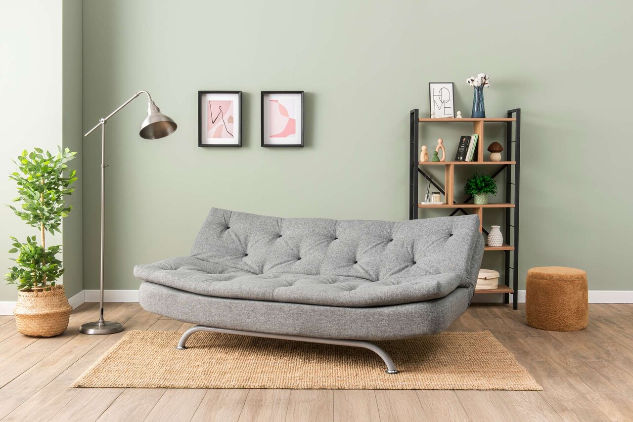 Canapea extensibila cu 3 locuri, Futon, 859FTN2897, Metal , Gri deschis - 1 | YEO