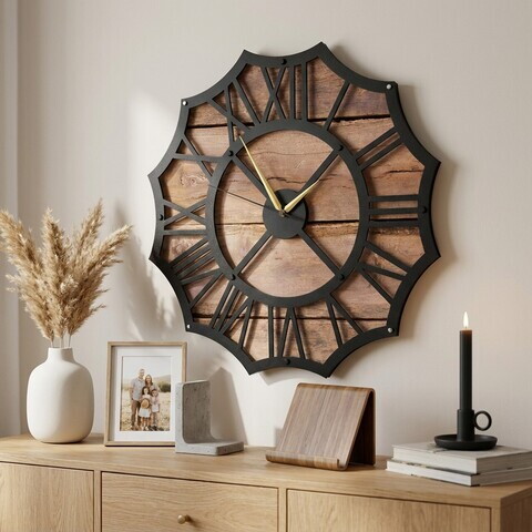 Ceas de perete, MET-MDF-UYART-2087, Dimensiune: 50 x 50 cm, Negru