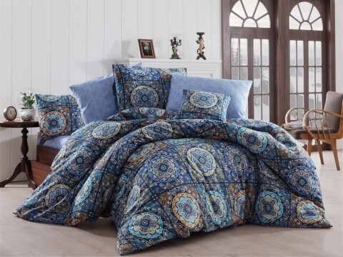 Lenjerie de pat dubla, 4 piese, amestec bumbac, Nazenin Home, Ashley Royal, multicolora