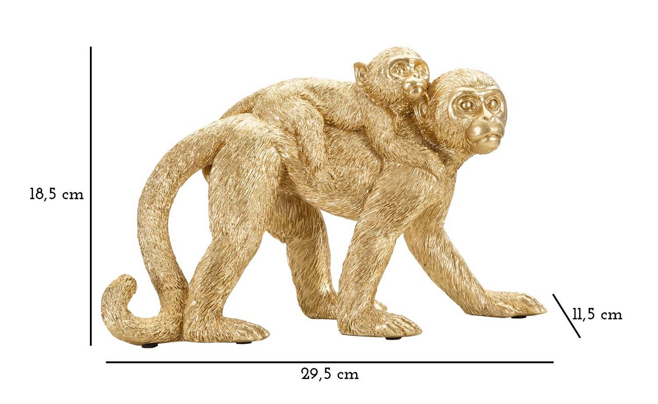 Decoratiune Monkey Mom, Mauro Ferretti, 29.5x11.5x18.5 cm, polirasina, auriu