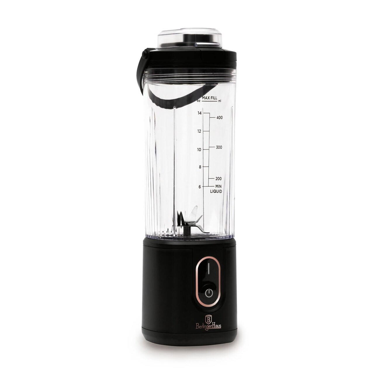 Blender portabil Berlinger Haus, Black Rose, 400 ml, 110W, 9x27.2 cm, inox/plastic, negru/transparent - view 7