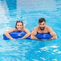 Hamac plutitor dublu pentru piscina Twolok InnovaGoods, 135 x 131.5 cm, albastru
