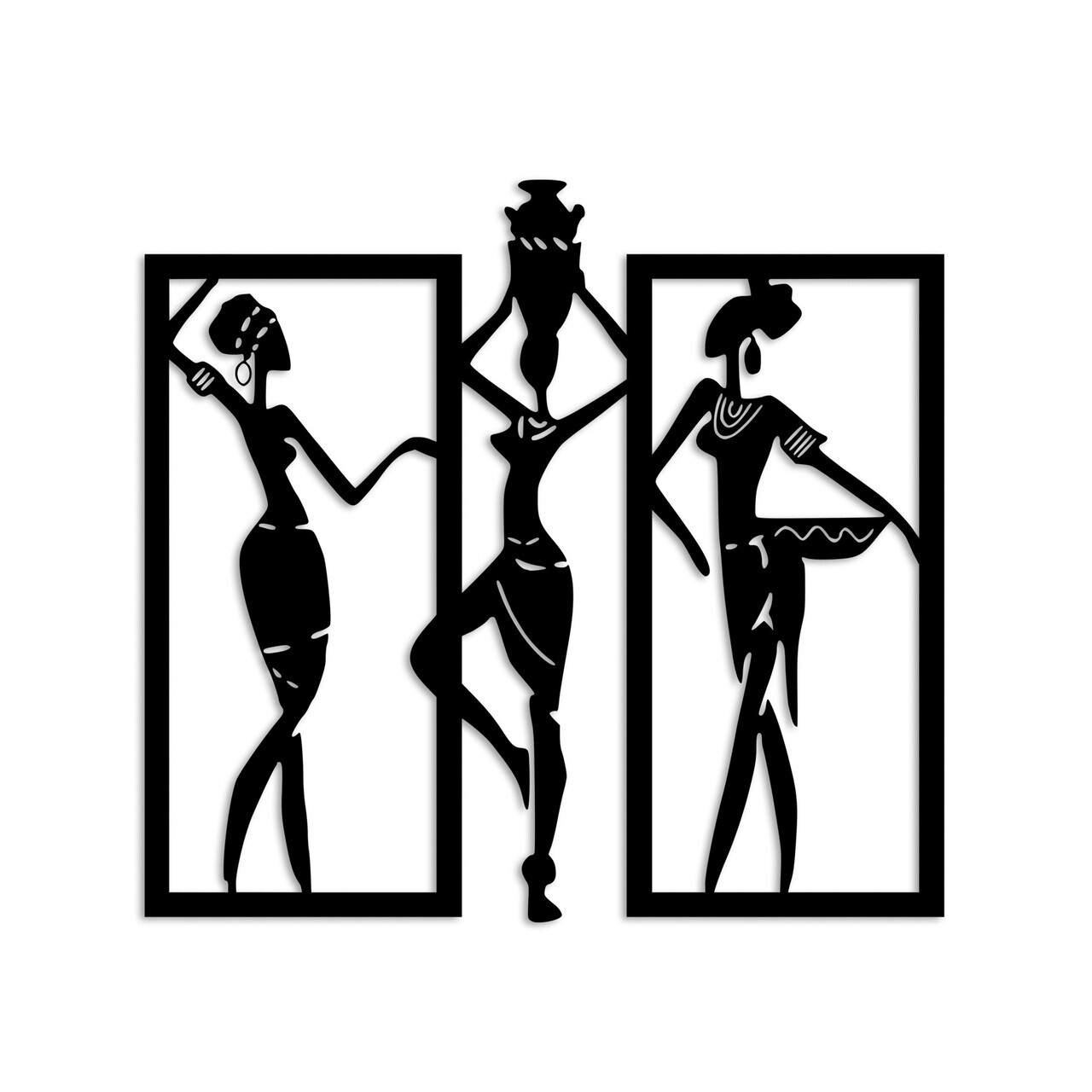 Decoratiune de perete, African Women, Metal, (Grosime: 1,5 mm), Negru — imaginea 5