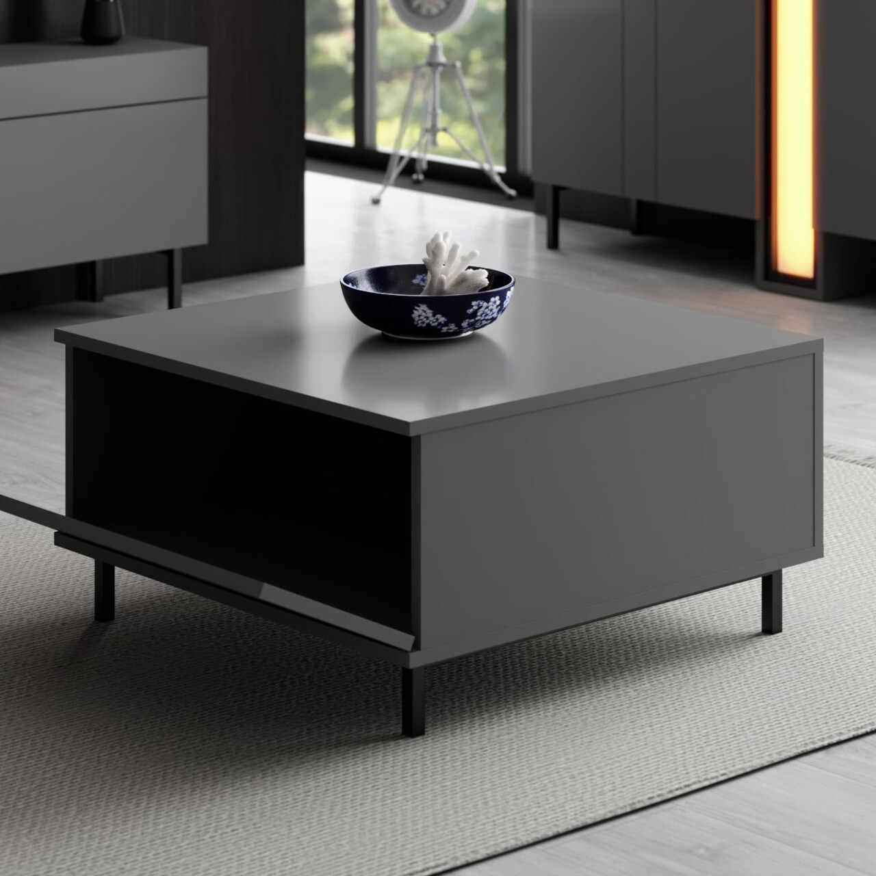 Masuta de cafea, Hanah Home, Paris, 75x40x75 cm, Antracit - view 2