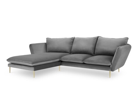 Coltar stanga, Verveine, Mazzini Sofas, 5 locuri, 286x190x96 cm, catifea, gri deschis