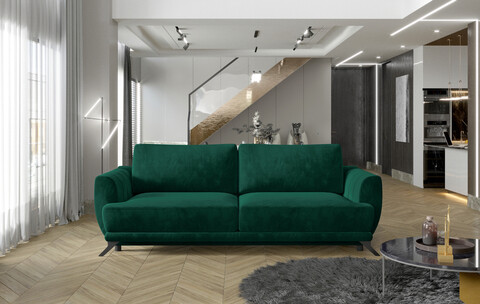 Canapea extensibila 3 locuri ELTAP, Meg08, Megis, 242x95x90 cm, lemn/poliester, verde inchis
