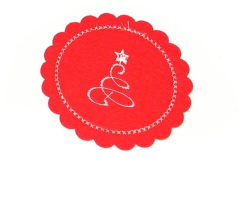 Set 6 suporturi pentru pahare tree, mercury, Ø10 cm, fetru, rosu