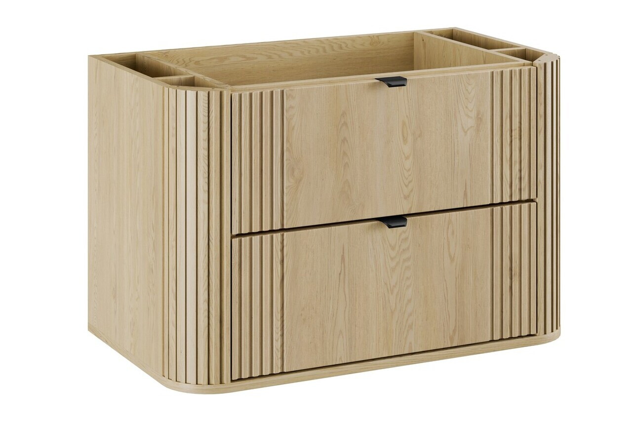 Set mobiler baie, dulap cu lavoar, 80 cm Cloud, Ovalia Cremona, Comad, MDF/PAL laminat, stejar cremona — imaginea 2