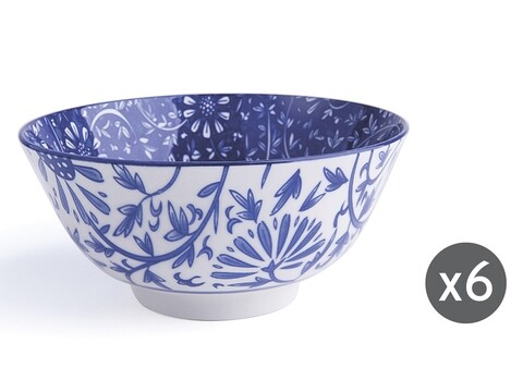 Set 6 boluri, Oriented Blue Flower, Excelsa, Ø16 cm, 600 ml, portelan