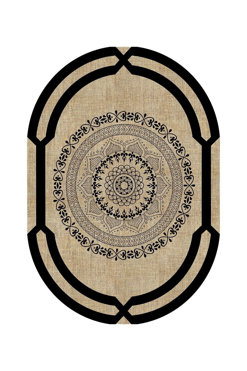 Covor, CLR-4080OVAL-23, 80x250 cm, Poliester, Negru — imaginea 3