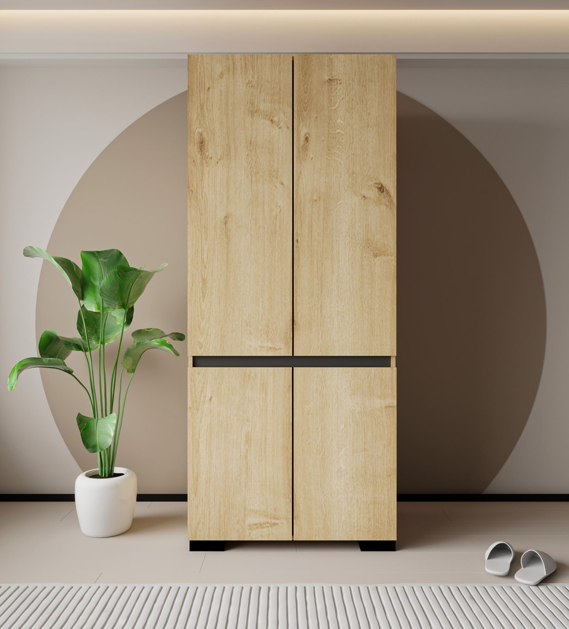 Dulap pentru haine, Hanah Home, Floransa 90, 90x210x52 cm, PAL, Stejar safir / Antracit