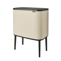 Cos de gunoi cu soft touch, Brabantia, Bo Touch, 11+23 L, 31.2x54x68 cm, otel, bej