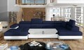 Coltar extensibil stanga 6 locuri ELTAP, Rod-50, Rodrigo, 345x202x90 cm, lemn/poliester, albastru inchis/alb