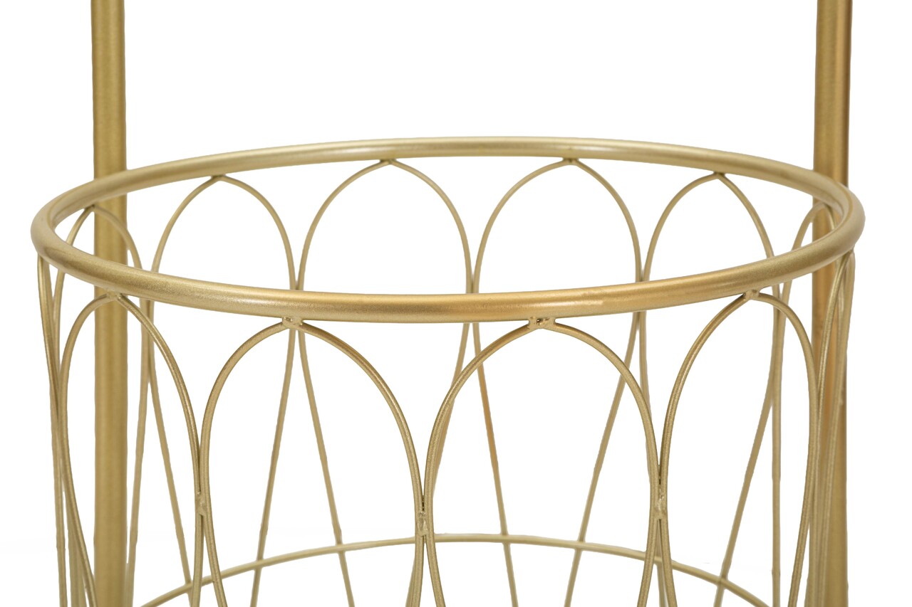 Suport pentru prosoape, Mauro Ferretti, Trop, 40x30x112 cm, metal/imitatie de marmura, auriu/alb - view 3