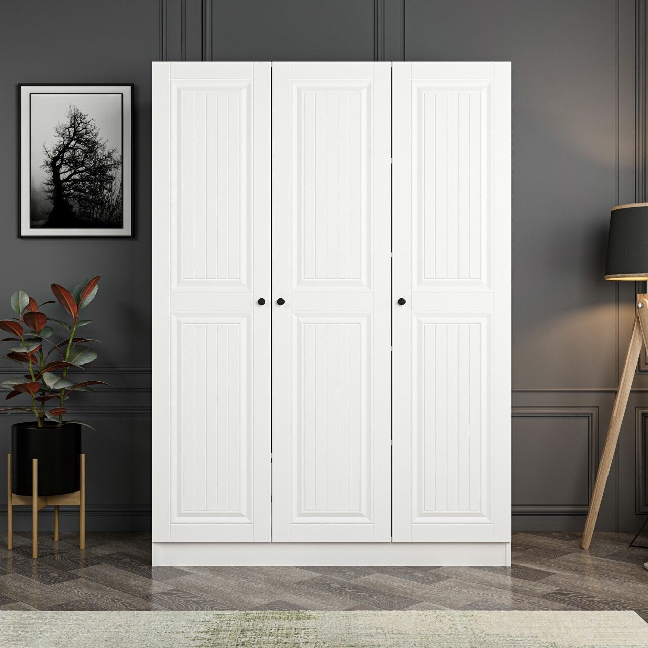 Dulap pentru haine, Minerva, Kale White, 135x190x52 cm, PAL, Alb - 1 | YEO
