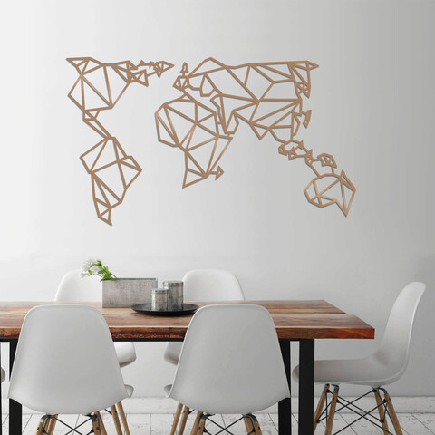 Decoratiune de perete, world map metal decor 4, metal, dimensiune: 140 x 80 cm, cupru