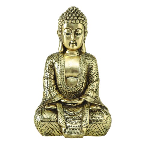 Decoratiune Jarven Buddha, Boltze, 30 cm, polirasina, auriu accesorii