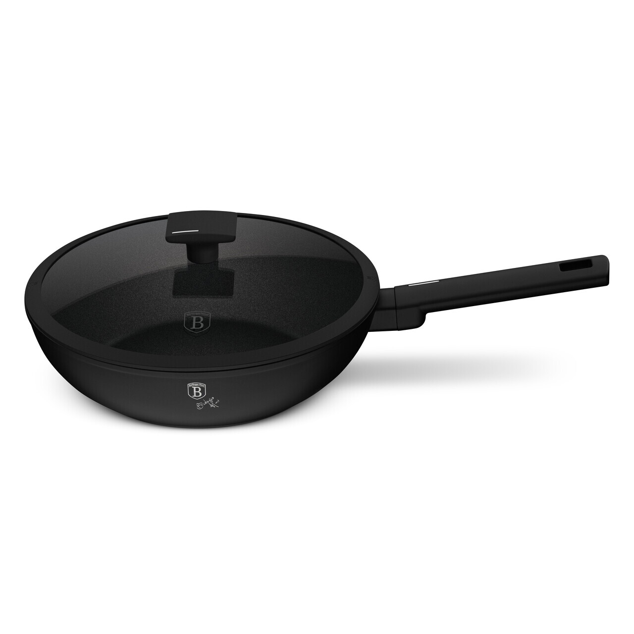 Tigaie Wok cu capac Berlinger Haus, Matte Black, 28 cm, 3.2 L, aluminiu forjat, negru - imagine 3