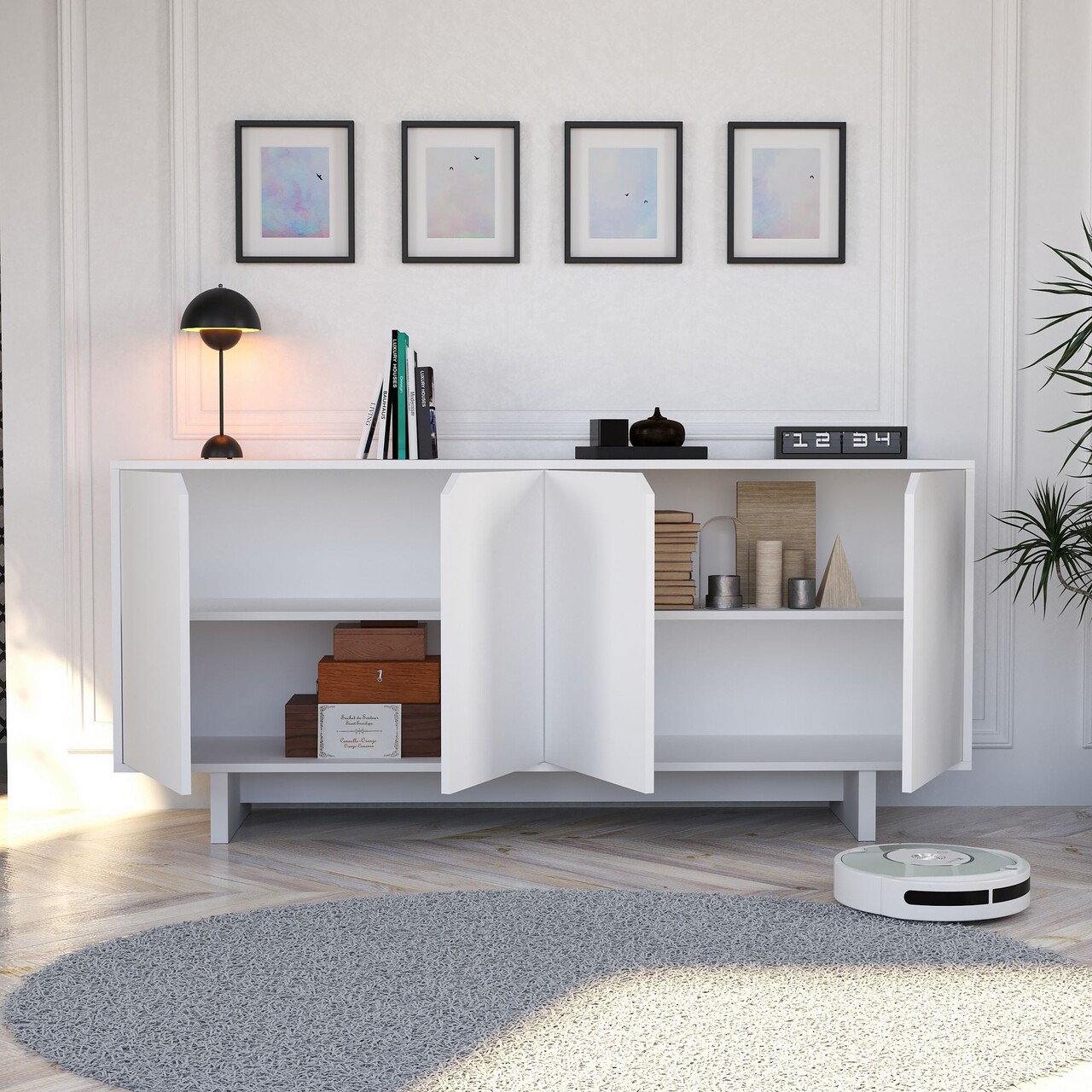 Consola, Hanah Home, Doruk, 180x80.6x40 cm, Alb - view 3