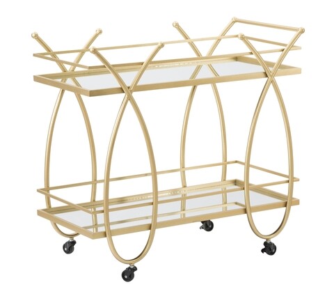 Carucior pentru servire ribbon, mauro ferretti, 80x40x75 cm, fier, auriu