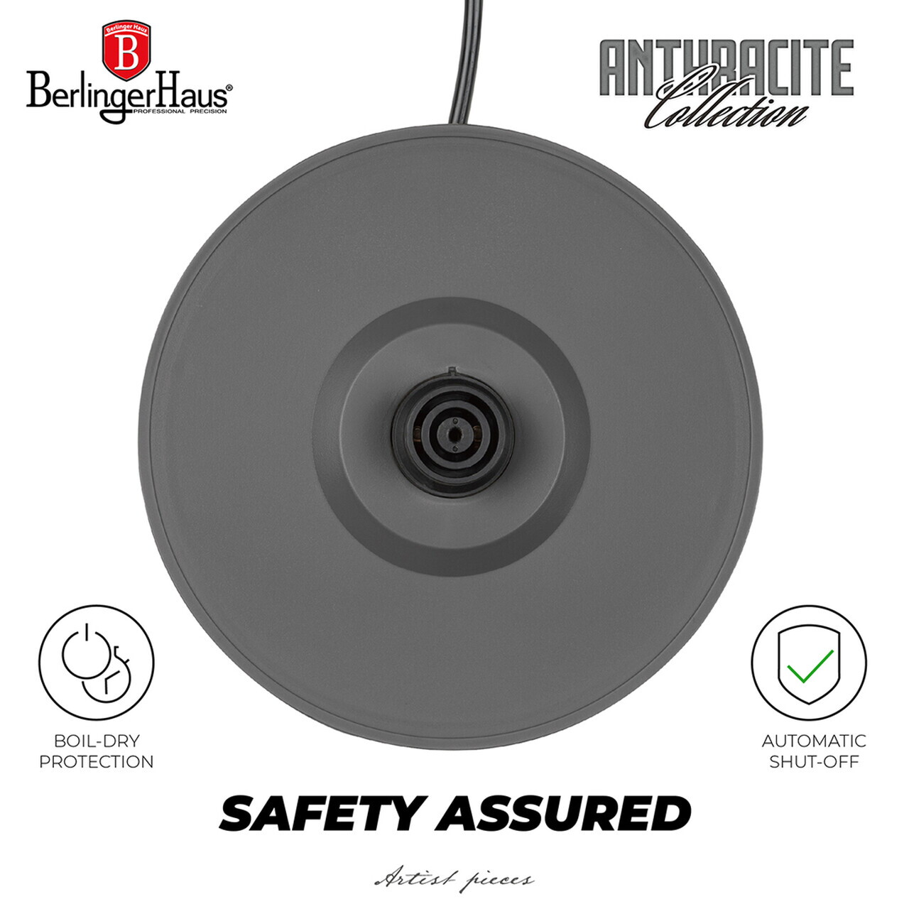 Ceainic electric cu pereti dubli Berlinger Haus, Anthracite, 1.7 L, plastic/inox, antracit mat - imagine 9