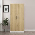 Dulap pentru haine, Minerva, Kale Walnut, 90x190x52 cm, PAL, Maro