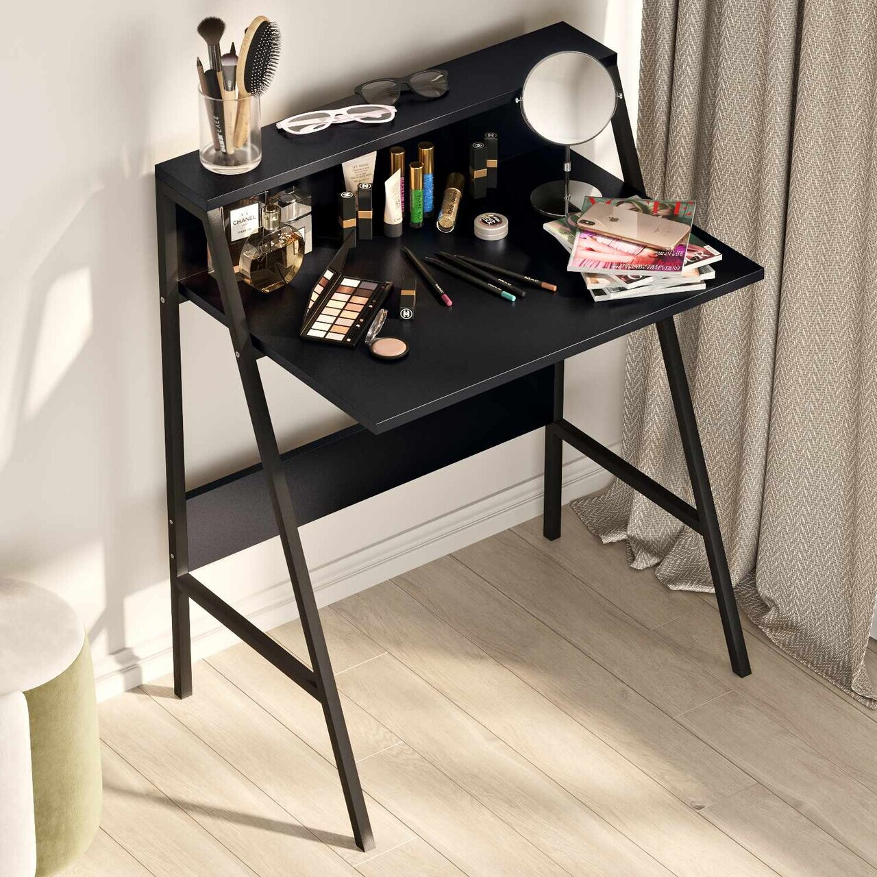 Birou Hanah Home Piano 74x92x48 cm PAL Negru
