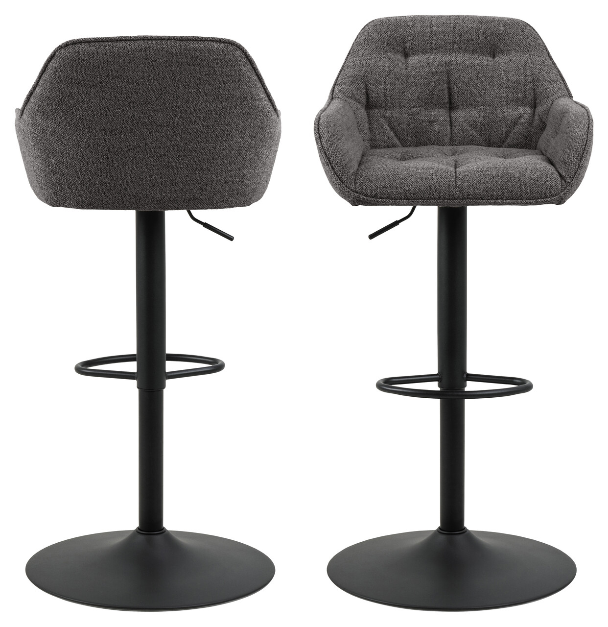 Scaun de bar Brooke, Actona, 52x52x109 cm, rotativ, tesatura Boucle/otel, antracit - view 7