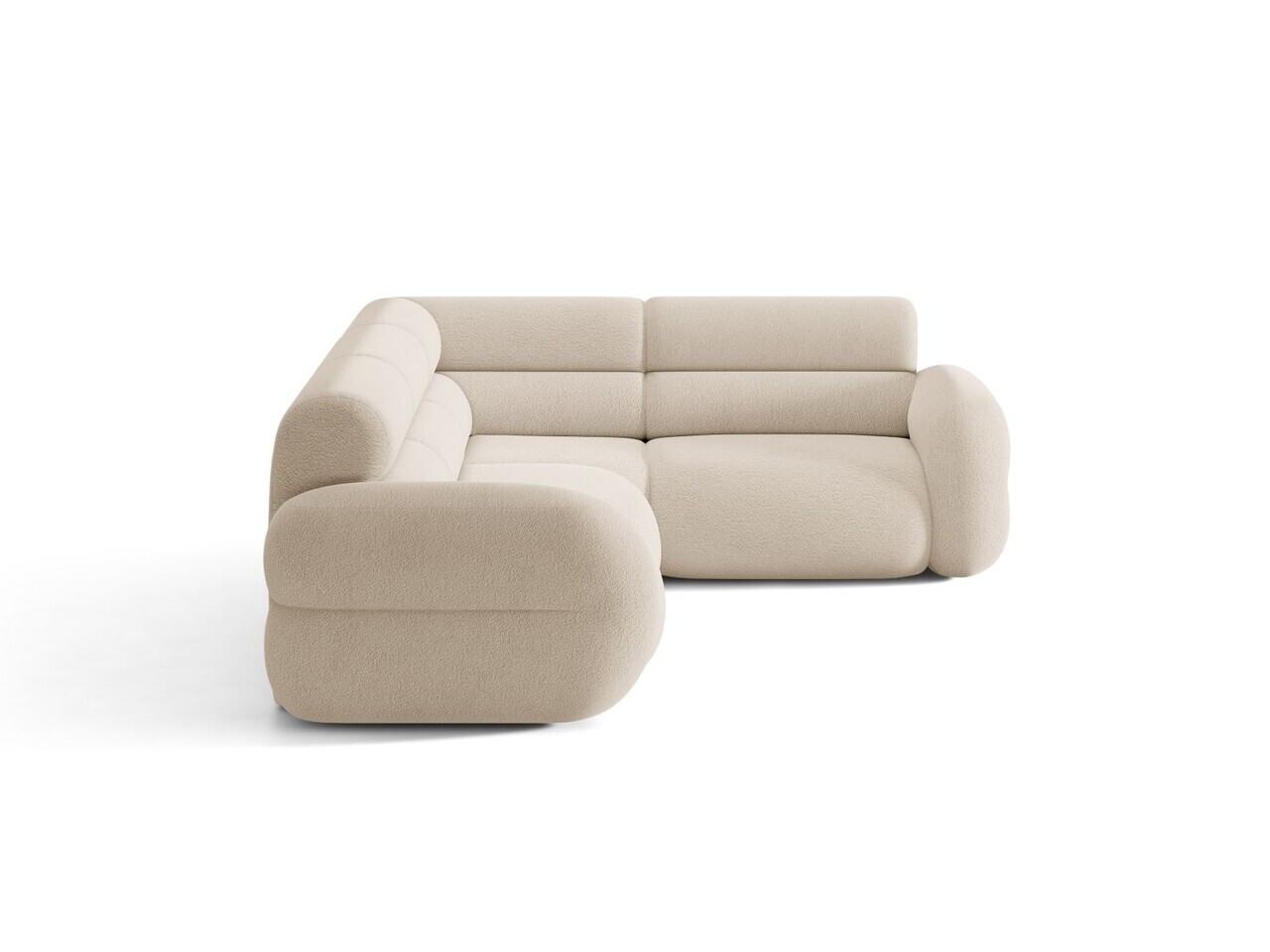 Coltar dreapta 5 locuri, Neo, Micadoni Home, 295x210x83 cm, tesatura Boucle, bej — imaginea 3