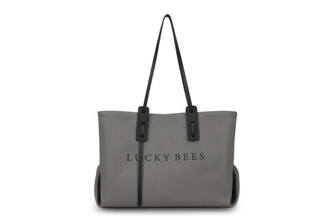 Geanta, lucky bees, 379 grey, piele ecologica, gri