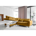 Coltar extensibil stanga 4 locuri ELTAP, LT-45LO, Noble, 255x201x100 cm, lemn/poliester, mustar