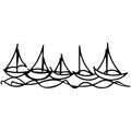 Decoratiune de perete, Ships In Water, metal, 68 x 24 cm, negru