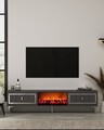 Comoda TV, Hanah Home, Orion Fireplace, 150x44.6x29.6 cm, PAL , Antracit / Argintiu