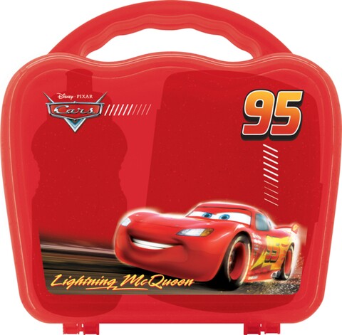 Set 3 piese mic dejun pentru copii cars, disney, plastic, rosu