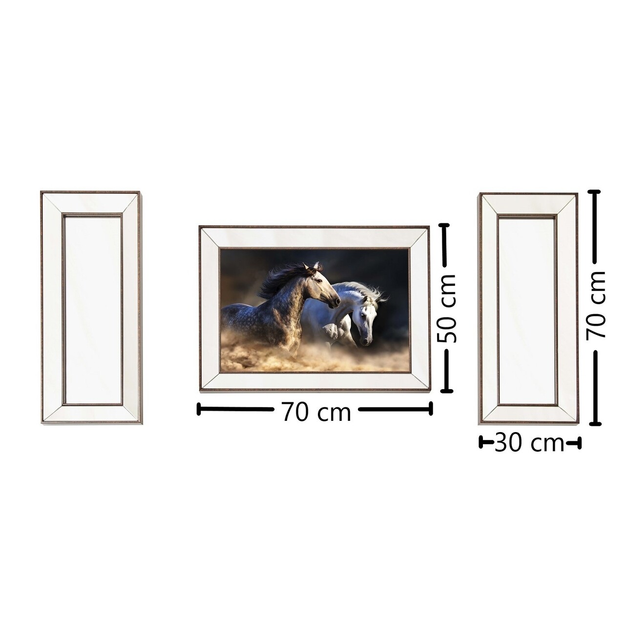 Set Tablou Si 2 Oglinzi Decorative T804, Neostill, Sticla Temperata, 50 X 70 Cm/30 X 70 Cm
