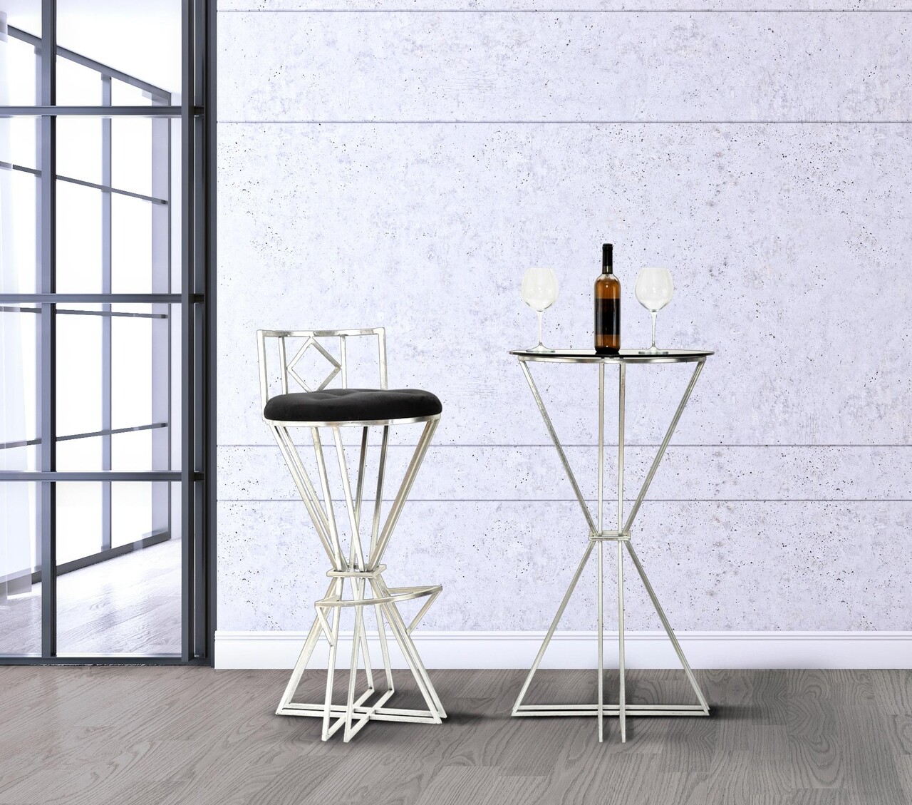Masuta de bar Oslo, Mauro Ferretti, Ø 60x105 cm, fier, argintiu/negru - 2 | YEO