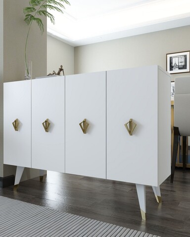 Consola, Hanah Home, 8163KM-32, 120x80x29.6 cm, PAL , Alb/Auriu