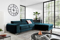 Coltar extensibil dreapta 3 locuri ELTAP, RT-40NU, Grayson, 278x205x92 cm, lemn/poliester, albastru inchis