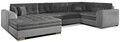 Coltar extensibil stanga 5 locuri ELTAP, Damario, 338x189x78 cm, lemn/poliester, gri inchis/gri deschis