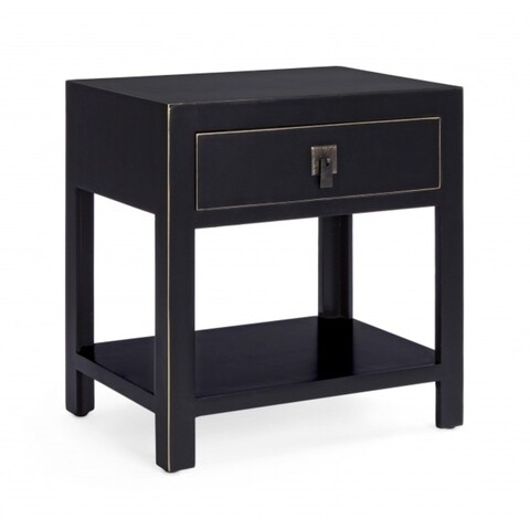 Noptiera cu 1 sertar, pechino black, bizzotto, 46.5x34x50.5 cm, mdf