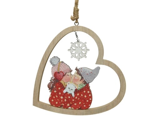 Decoratiune Kissing couple, Decoris, 14x13 cm, MDF, multicolor
