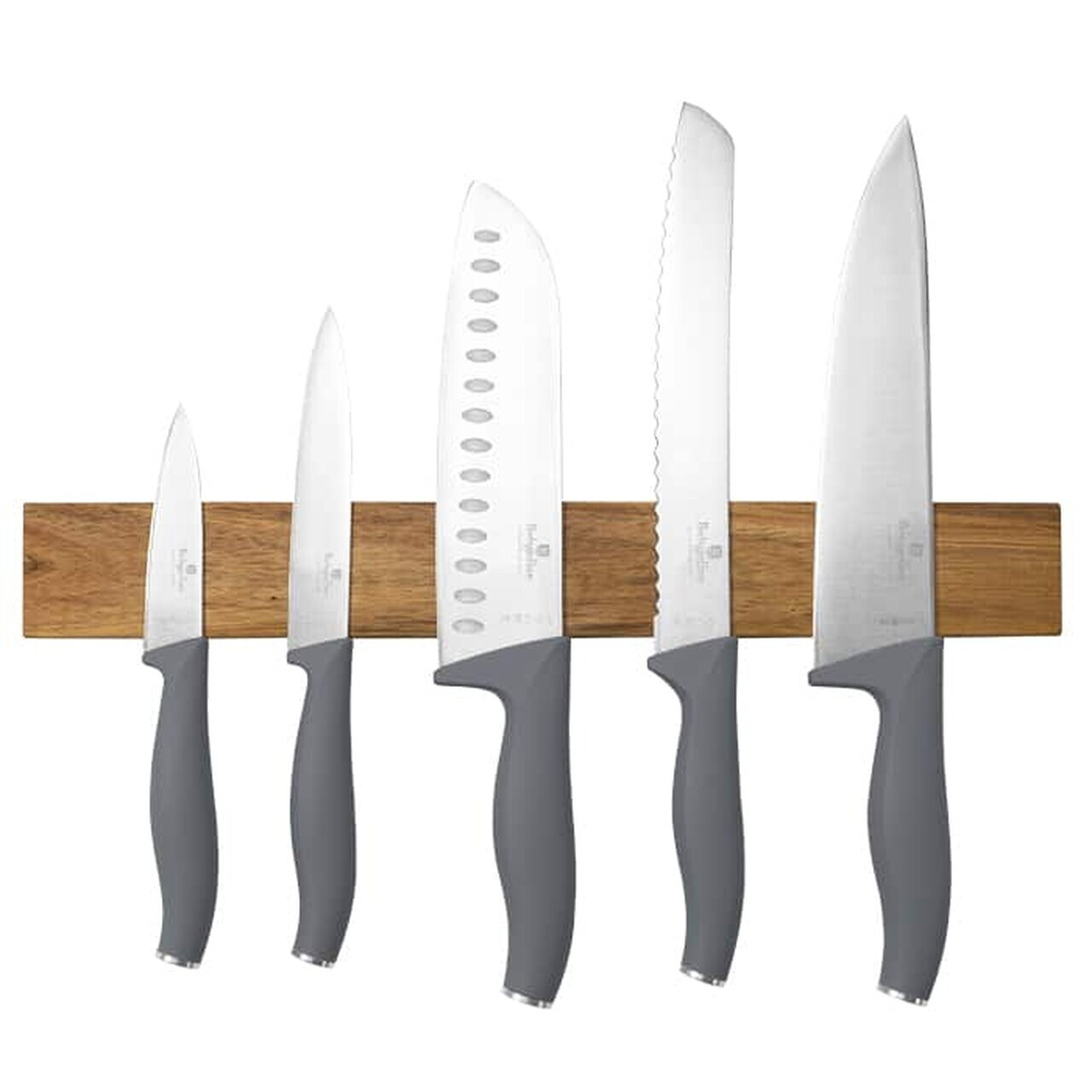 Set 5 cutite cu suport magnetic Berlinger Haus, Aspen, inox/lemn, gri mat/natur - imagine 3