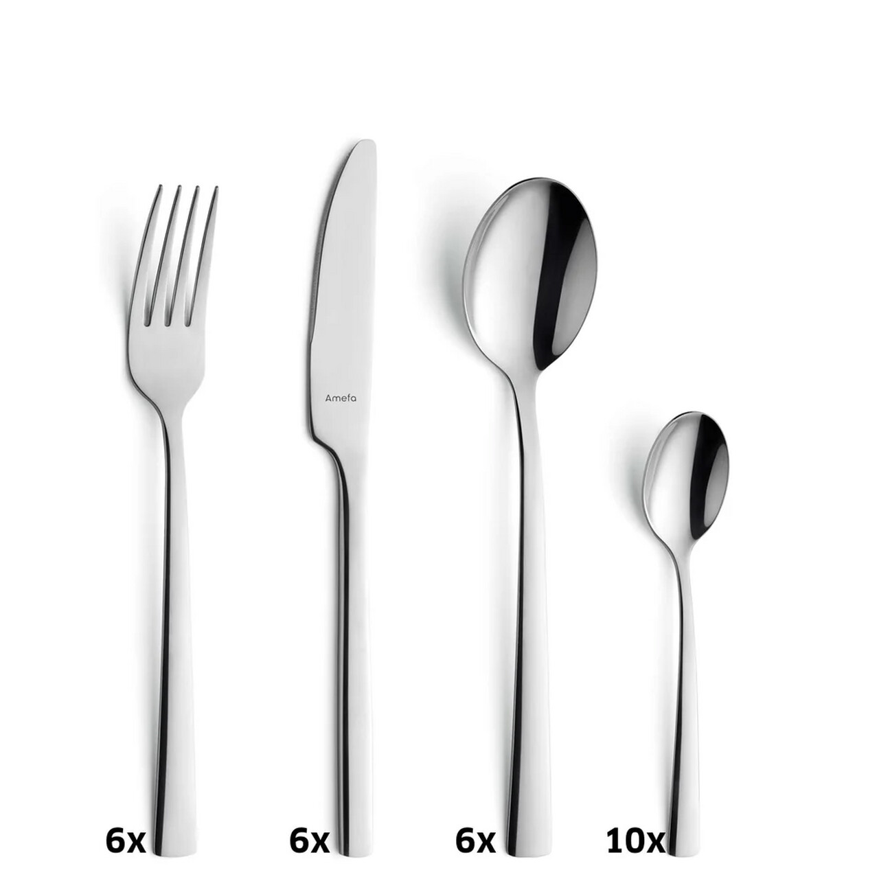 Set tacamuri, 42 piese, Amefa, Manille All You Need, inox, argintiu — imaginea 13