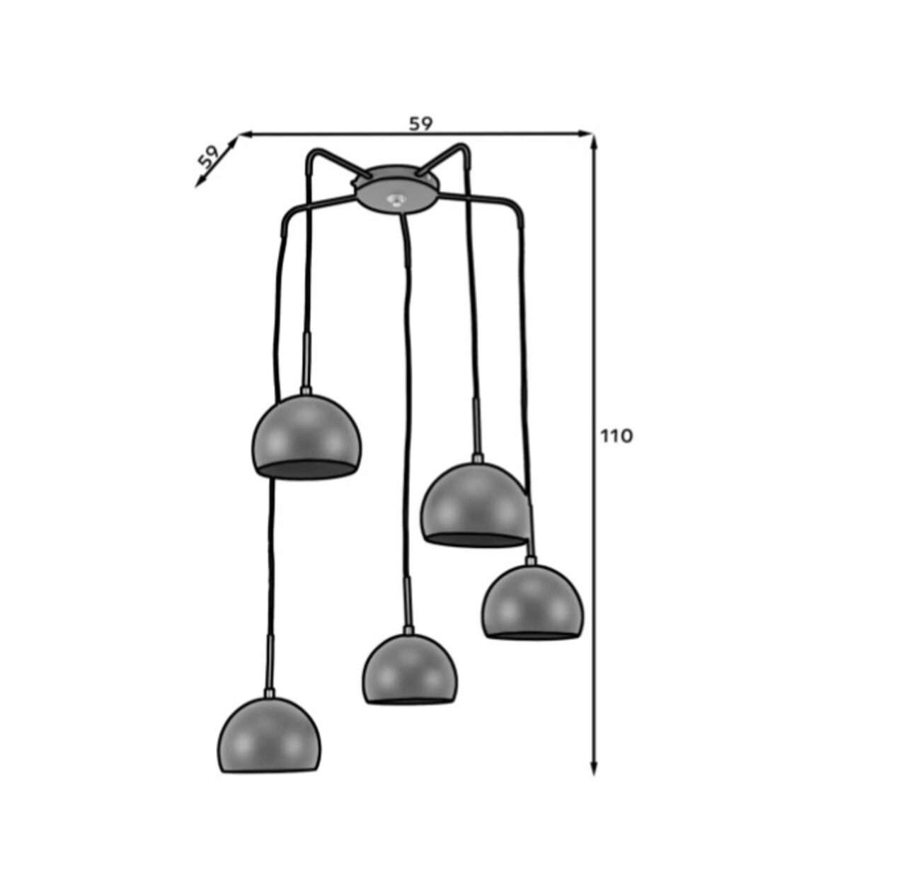 Lustra ELTAP, Canonus, 59x59x110 cm, 5xE27, 15W, otel, negru