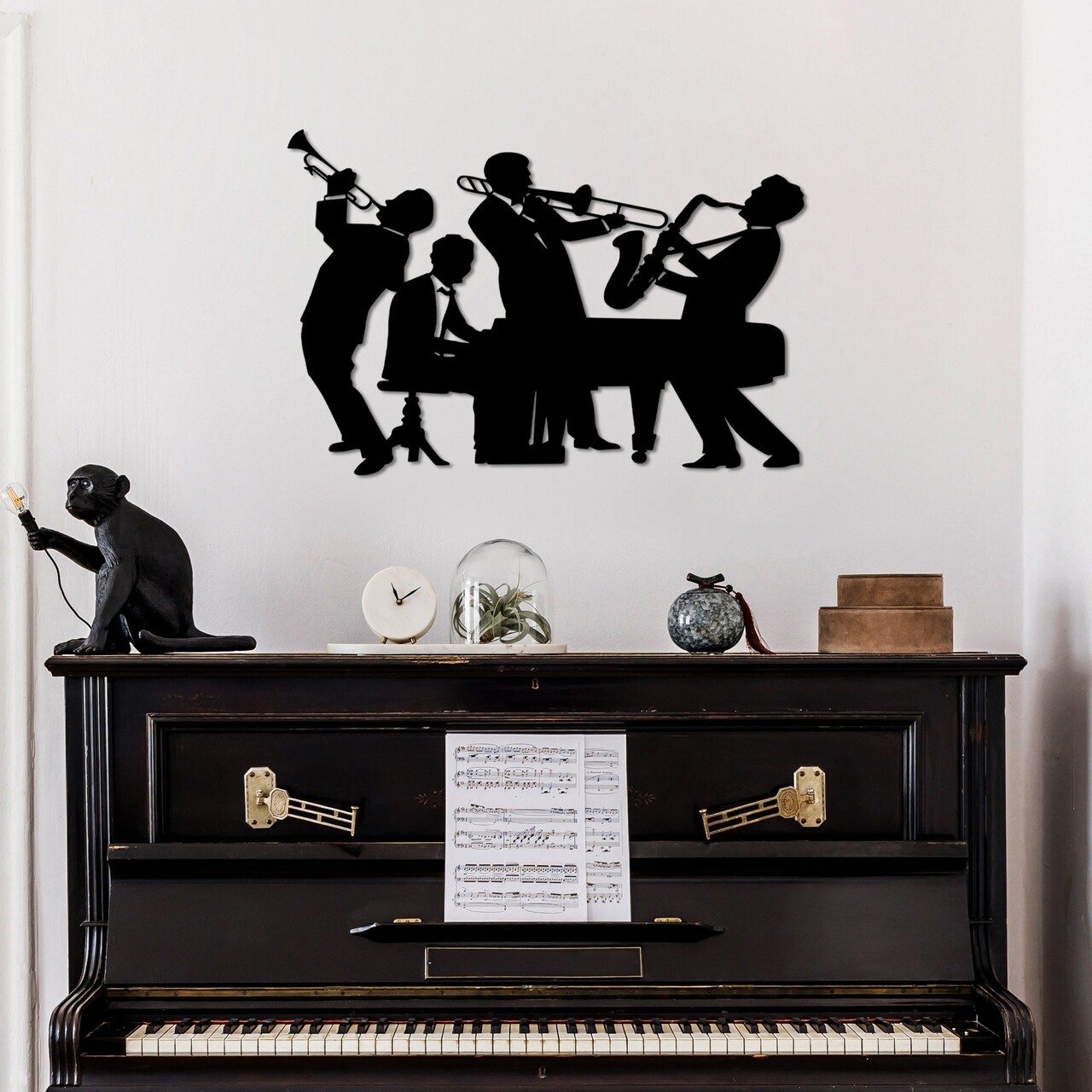 Decoratiune de perete, Musicians, Dimensiune: 70 x 46 cm, Negru - view 3